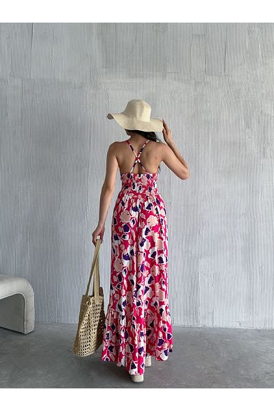Moda Lounge Double Breasted Collar Woven Dress Floral Color