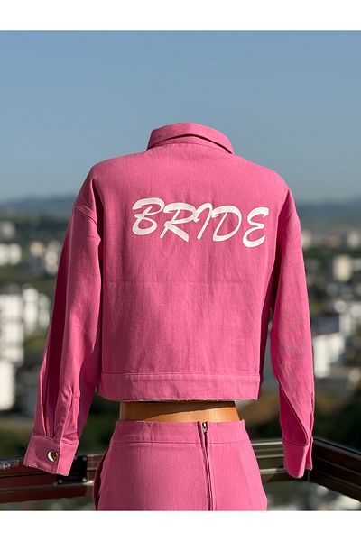BRIDEIST WEDDING CO Bride Written Jacket |   Stone Tassel Bachelorette Jacket |   Pink Bachelorette Bride Jacket