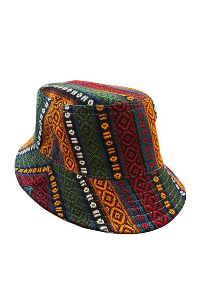 GRANDSTORE Quality Fabric Woven Local Pattern Beach Hat