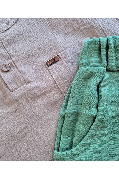 My Baby's World Natural Shirt Muslin Trousers Set (Age 2-8) Mtye0059