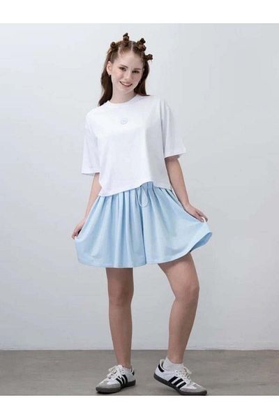 Zekids Girl's Pleated Shorts T-Shirt Design Set