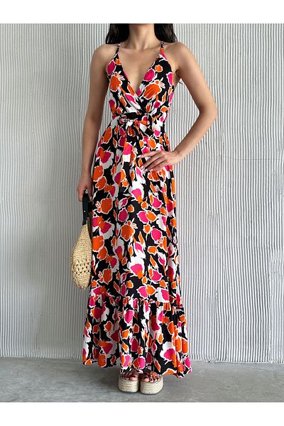 Moda Lounge Double Breasted Collar Woven Dress Floral Color