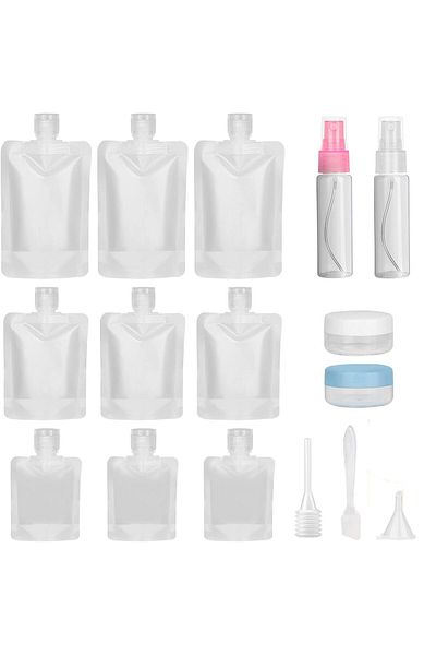 miraza Set of 16 Travel Containers, Leak-Proof, Cosmetics Organization