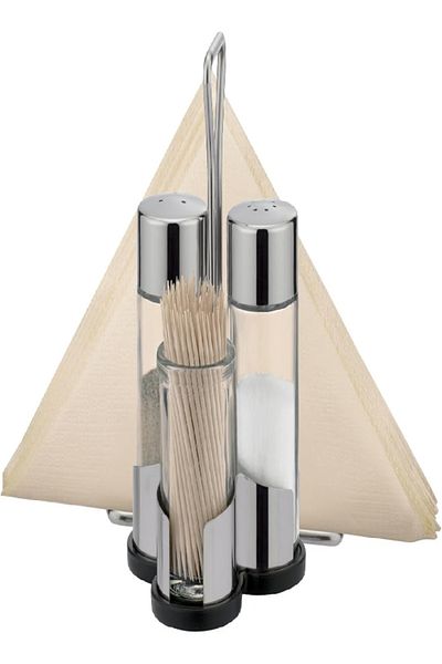TESCOMA Club Salt & Pepper Shakers with Toothpick and Napkin Holder – Elegant Tabletop Set
