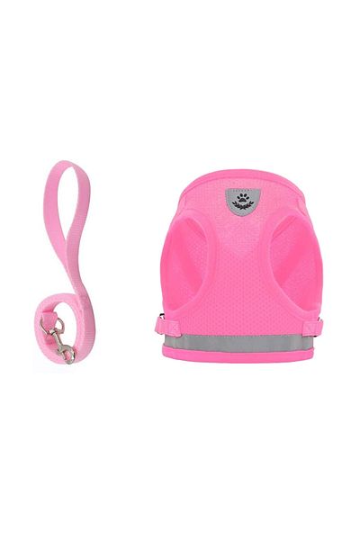 Supet cat harness and leash set, textile, pink, size M
