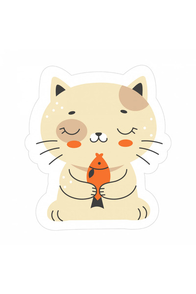 INOVATIX Set de 8 piese, autocolant Pisică miroase un pește, INOVATIX®. 6 cm