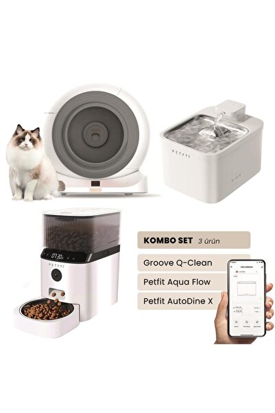 Petfit Groove Q-Clean Akıllı Otomatik Kedi Tuvaleti Gri - Petfit Aqua Flow Ak...