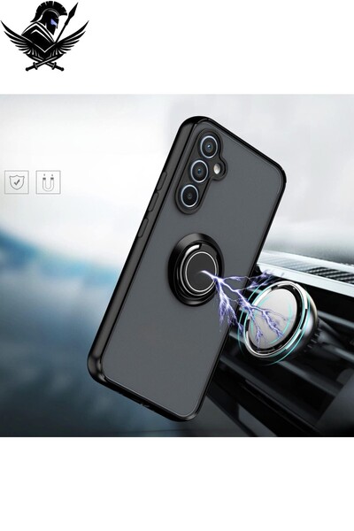 AKSEFİZZ Samsung Galaxy S24 Fe Compatible Case Cover with Magnetic Ring Colorful Edges No Fingerprint