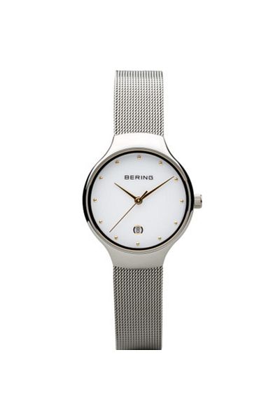 Bering Ladies Classic White Dial Silver Milanese Bracelet Watch 13326-001