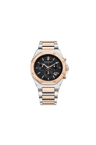 Romanson Rose Gold And Silver Men's Watch Black Dial