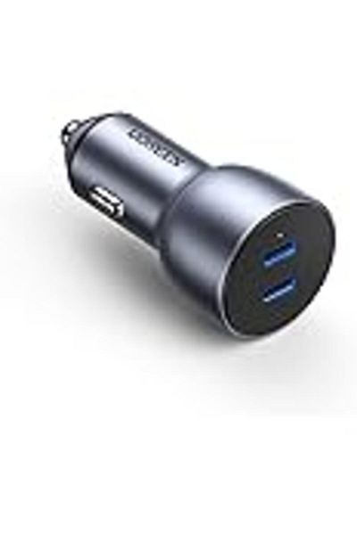 Ugreen Dual USB-C Car Charger PD 50W, Fast Charging Car Battery Charger Double Type-C Socket