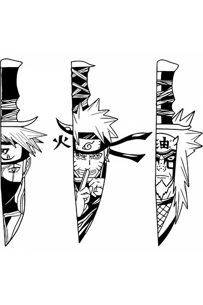 INOVATIX Set de 8 piese, autocolant Naruto Trei cuțite, INOVATIX®. 6 cm