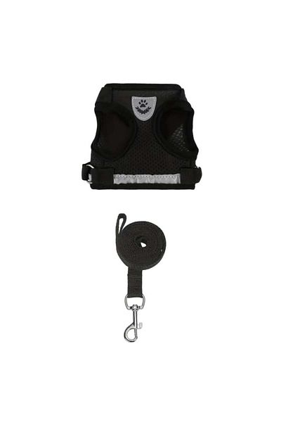 Supet cat harness and leash set, nylon, black, size L
