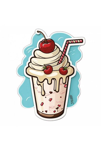 INOVATIX Set de 8 bucăți, autocolant milkshake cu cireșe, INOVATIX®. 6 cm