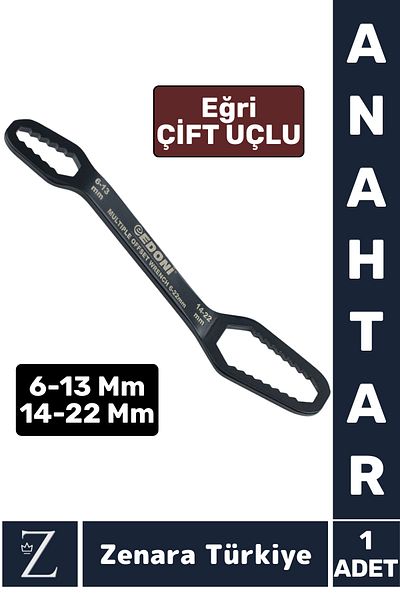Zenara Long Lasting Home Bathroom Faucet Repair Fitting Tightening 6-13 mm 14-22 mm Multi Double Sided Curve Tip Wrench