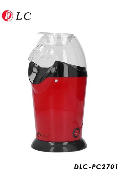 DLC -PC2701 1200W Popcorn Maker with Hot Air Popping and Oil-Free Operation, Red Body Design