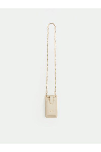 LC Waikiki Ecru Chain Strap Leather Look Women's Wallet