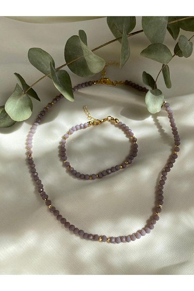 sabiha aksesuar Crystal Bead Necklace and Bracelet
