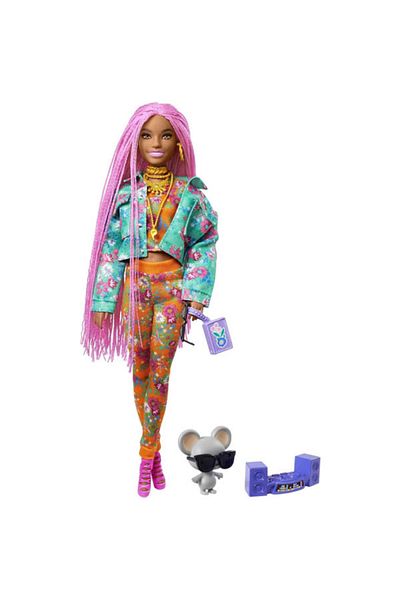 mattel Barbie Extra Style doll with pink braided pigtails