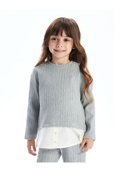 LC Waikiki Crew Neck Girls Blouse and Leggings Pants 2 Pcs