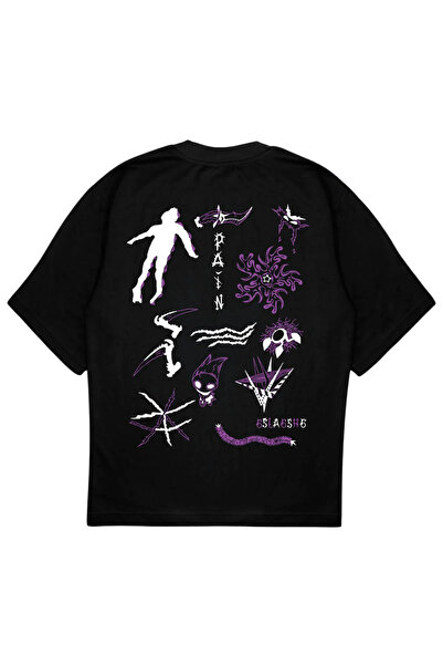 SVART WEAR تي شيرت PAIN مقاس كبير تي شيرت أسود