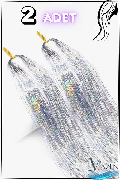 MAZEN 2 Pieces of Shiny Silver Color Tinsel Hair Wire – Heat Resistant, Sparkling Appearance, Easy Application