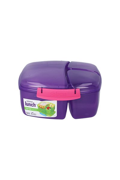 Sistema Triple Split Lunch Box with Yogurt Pot Assorted