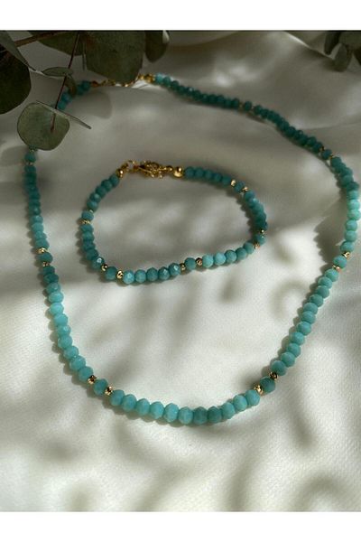 sabiha aksesuar Crystal Bead Necklace and Bracelet