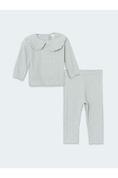 LC Waikiki Baby Collar Baby Girl Sweatshirt and Tights 2-Piece Set