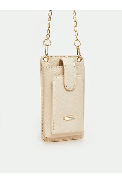 LC Waikiki Ecru Chain Strap Leather Look Women's Wallet