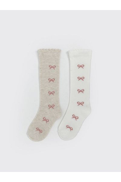 LC Waikiki Lcw Baby Ecru Printed Baby Girl Socks 2-Pack