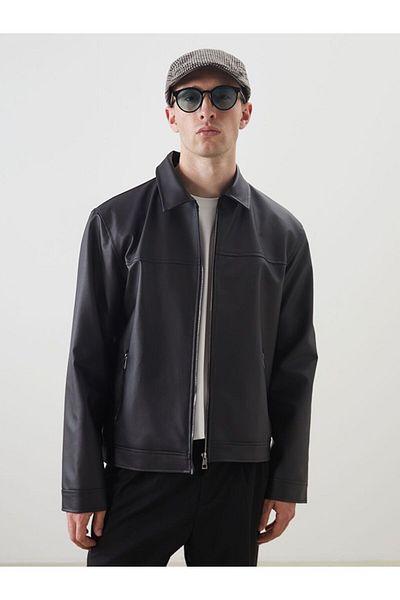 LC Waikiki LCW Vision Standard Fit Shirt Collar Men's Leather Look Coat