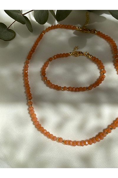 sabiha aksesuar Crystal Bead Necklace and Bracelet