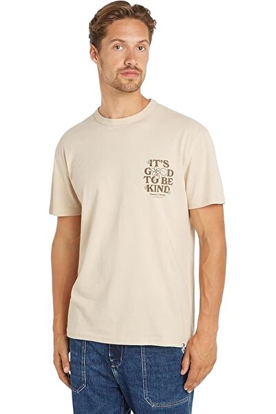 Tommy Hilfiger Men's Back Printed Beige Tshirt Dm0Dm18980Acg