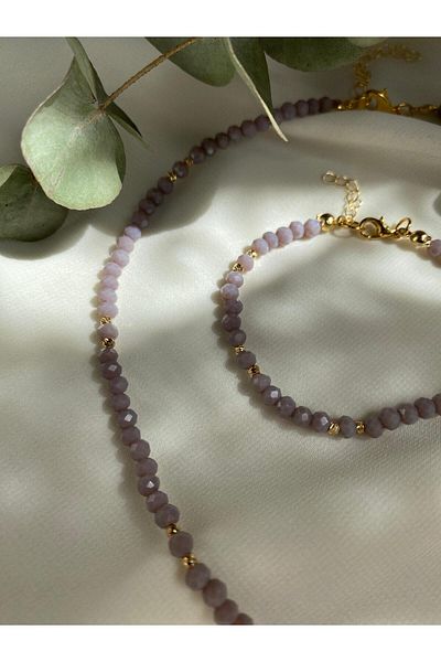 sabiha aksesuar Crystal Bead Necklace and Bracelet
