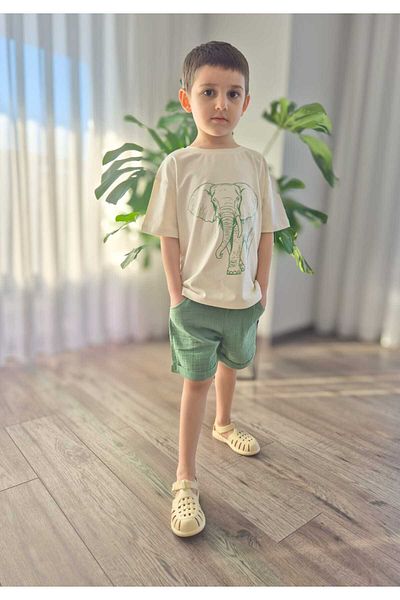 My Baby's World Patterned 100% Cotton Unisex Muslin Shorts Set (Ttye0088)