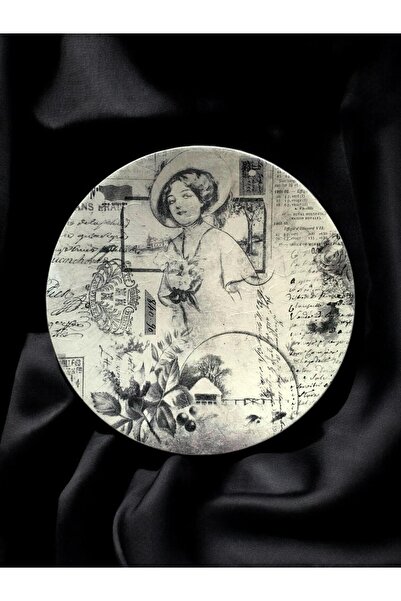 unique florya Μαύρο και άσπρο vintage χειρόγραφο διακοσμητικό πιάτο τοίχου με...