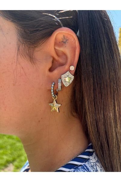 D&B Two Color Star Detailed 3-Piece Steel Earring Set