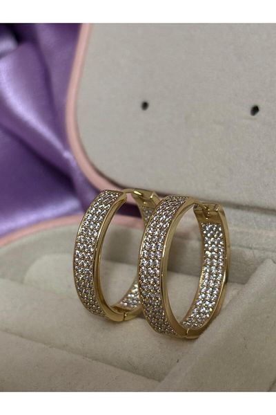 Akiha Aksesuar Gold Tiny Zircon Stone Xuping Vintage Earrings
