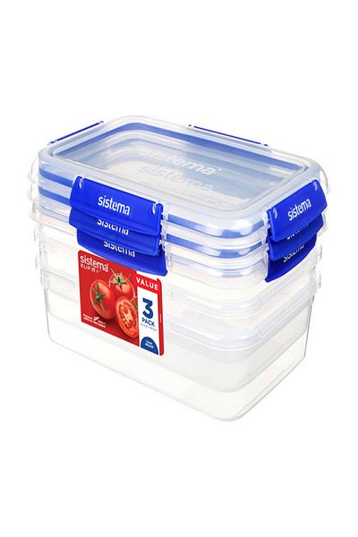 Sistema 3-Piece Leak-Proof Rectangular Klip It Plus Food Storage Container Set