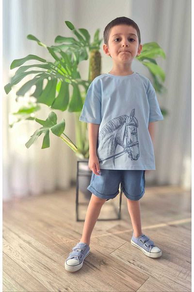 My Baby's World Patterned 100% Cotton Unisex Muslin Shorts Set