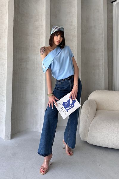 New Now Cămașă de designer fără mâneci, cu detaliu cu nasturi, cu guler încrucișat