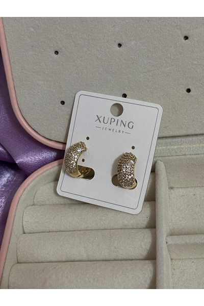 Akiha Aksesuar Full Stone Tiny Xuping Gold Earrings