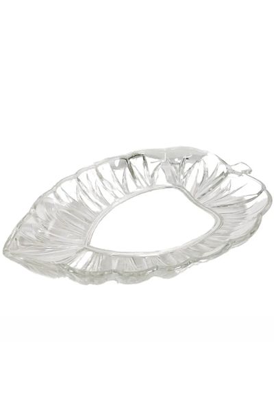 OEM Elegant Pufo Leaf glass bowl for serving appetizers, fruits, cakes, 30 cm
