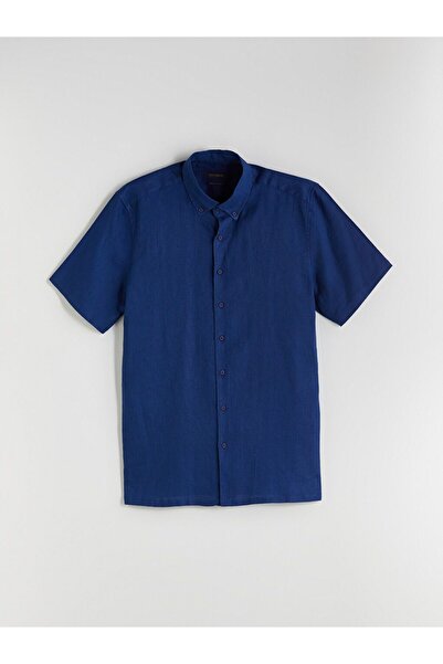 LC Waikiki Southblue Regular Fit Short Sleeve Linen Men's Shirt