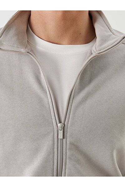 LC Waikiki LCWAIKIKI Basic Dik Yaka Uzun Kollu Erkek Fermuarlı Sweatshirt