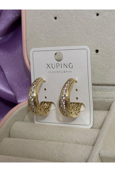 Akiha Aksesuar Damla Model Luxury Stone Xuping Gold Earrings