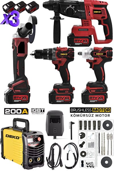 DEKO TURKEY IGBT İnvertör Teknoloji 200A Kaynak Makinesi + 4’lü Şarjlı Full Güç Takımı – Usta İşi Tam Set!