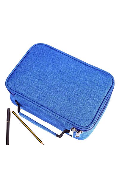 ZEQAS Penar 4 Compartimente pentru 72 Accesorii, Textil Lavabil, Mâner, 22.5×15×6.5cm, Albastru
