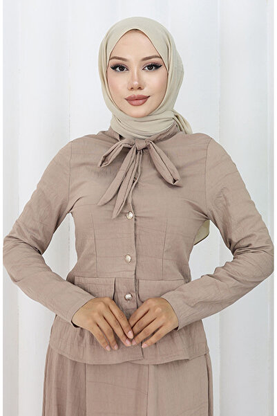 sefamerve Shirt Skirt Double Set 11309-06 Mink